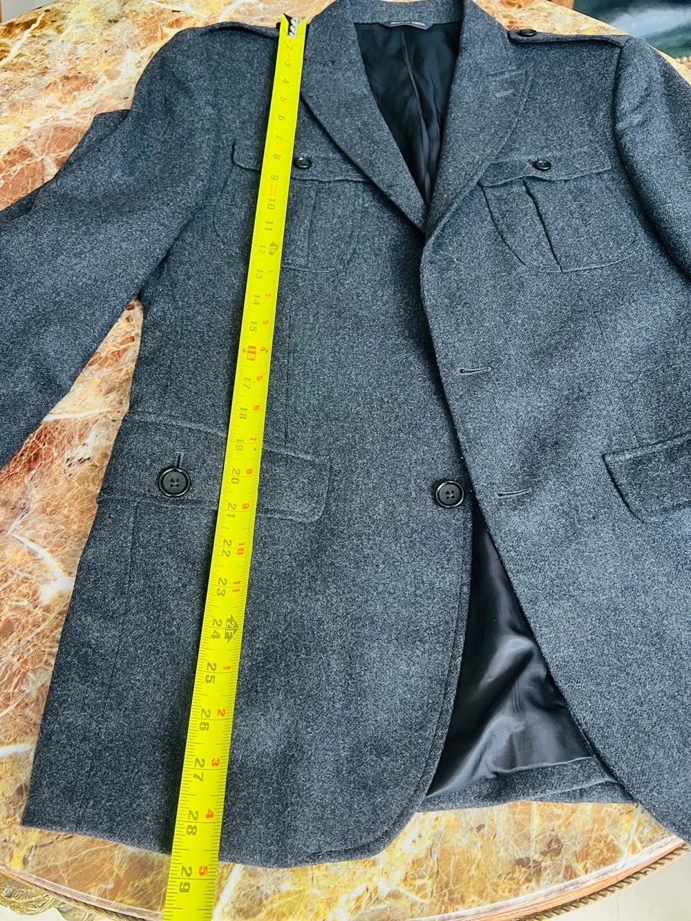 Banana Republic Wool blend Men's Gray Wool Military-Style Blazer